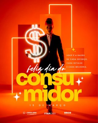 Dia do Consumidor Feliz Dia 15 de Março Celebração PSD Editável