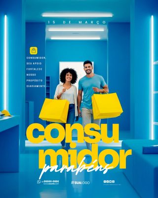 Consumidor 15 de Março Parabéns Cartaz Promocional PSD Editável
