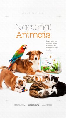 Dia Nacional dos Animais Amor e Proteção Pets Unidos PSD Editável