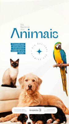 Dia Nacional dos Animais 14 de Março Proteção e Amor Social Media PSD Editável