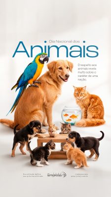 Dia Nacional dos Animais 14 de Março Proteção e Amor Social Media PSD Editável