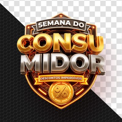 Semana do Consumidor Descontos Imperdíveis Selo 3D PSD Editável