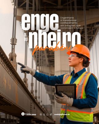 Engenheiro 11 de Março Parabéns Homenagem Criativa PSD Editável