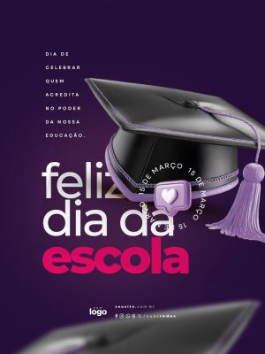 Dia da Escola 15 de Março Celebre a Educação PSD Editável
