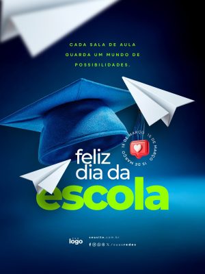 Feliz Dia da Escola 15 de Março PSD Editável