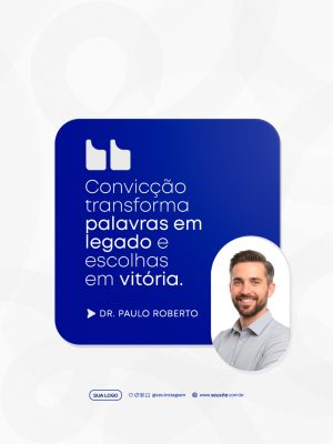 Template Post Digital Convicção Legado e Vitória Azul PSD Editável