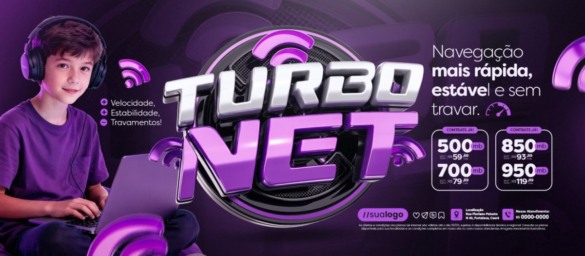 Banner Turbo Net com Velocidade Estabilidade Sem Travar PSD Editável