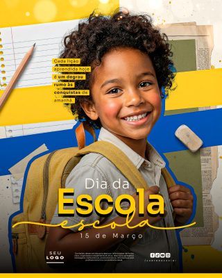 Dia da Escola 15 de Março Celebre a Educação PSD Editável