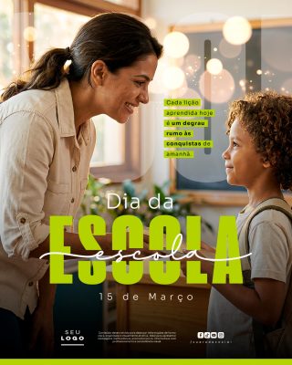 Dia da Escola 15 de Março Celebre a Educação Cartaz PSD Editável