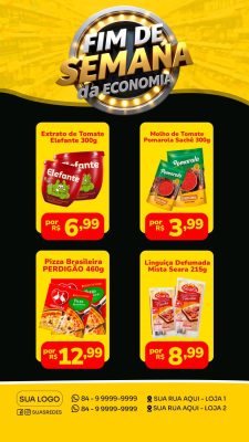 Encarte Fim de Semana da Economia Ofertas Supermercado PSD Editável