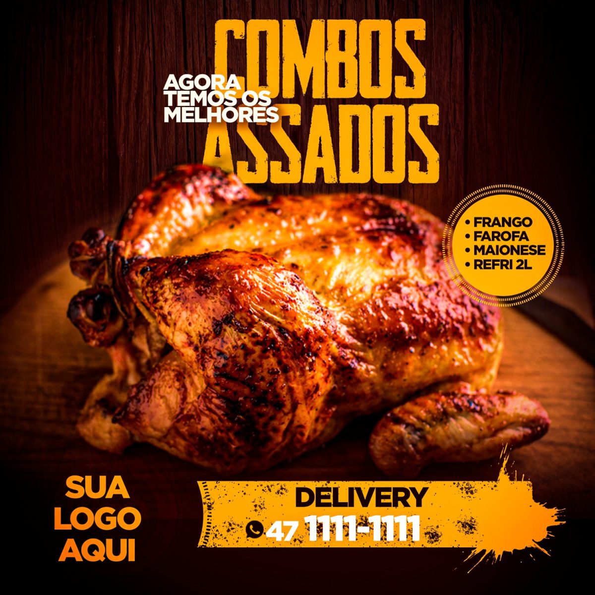 Assados Combos Agora Temos os Melhores Frango Farofa Maionese PSD Editável