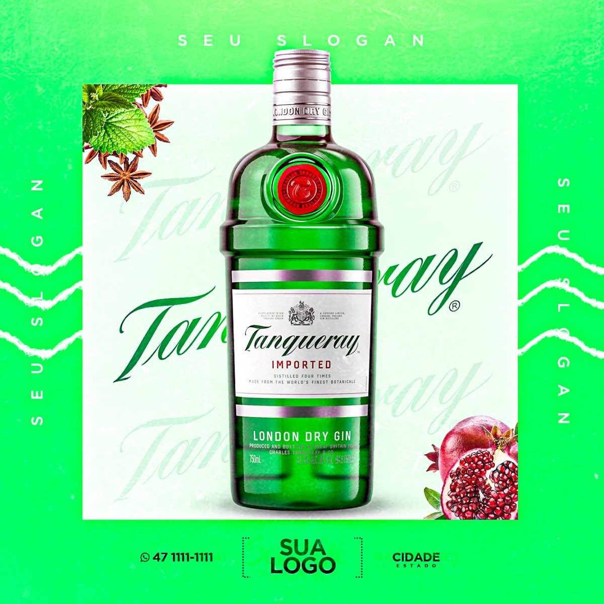 Gin Tanqueray Destaque Design Moderno e Vibrante PSD Editável