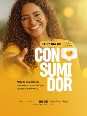 Consumidor Feliz Dia 15 Mar Marketing Criativo PSD Editável