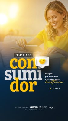 Dia do Consumidor Feliz Obrigado por Ajudar nossa História PSD Editável