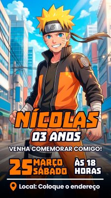 Aniversário Nicolas 03 Anos Venha Comemorar Conosco Convite PSD Editável