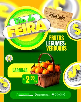 Dia de Feira Frutas Legumes e Verduras Oferta Especial PSD Editável