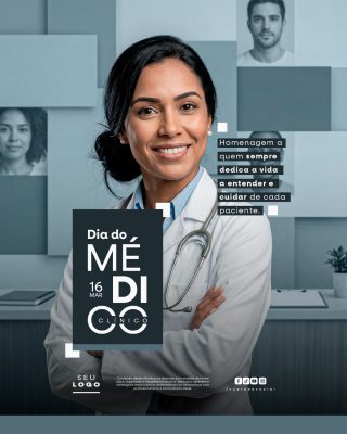 Dia do Médico Clínico 16 Março Post Redes Sociais PSD Editável