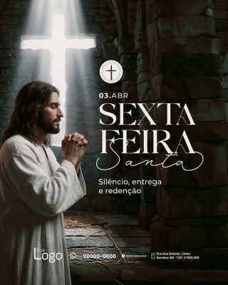 Sexta-feira Santa 03.ABR Silêncio, Entrega e Redenção PSD Editável