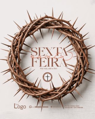 Sexta-feira Por nós, até o fim Coroa de espinhos PSD Editável