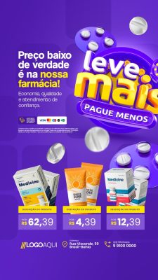 Farmácia Leve Mais Pague Menos Preço Baixo de Verdade é Na Nossa Farmácia PSD Editável