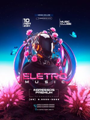 Flyer Próximos Shows Eletro Music Ingresso Premium PSD Editável