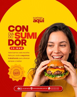 Dia do Consumidor 15.MAR Hamburgueria Arte Festiva PSD Editável