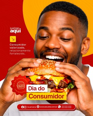 Dia do Consumidor 15 de Março Hamburguer Delicioso PSD Editável