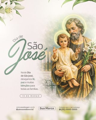 Dia de São José 19 de Março Celebração de Fé Paz PSD Editável