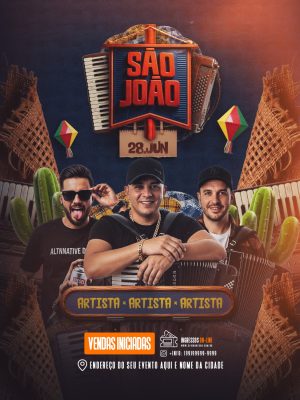 Flyer São João 28 de Junho Vendas Iniciadas Cartaz Evento PSD Editável