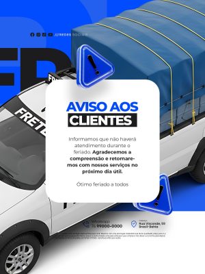 Frete Aviso Aos Clientes Atendimento Próximo Dia Útil PSD Editável
