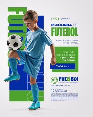 Escolinha de Futebol Vagas Limitadas Para Novas Turmas PSD Editável