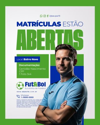 Escolinha de Futebol Matrículas Estão Abertas PSD Editável
