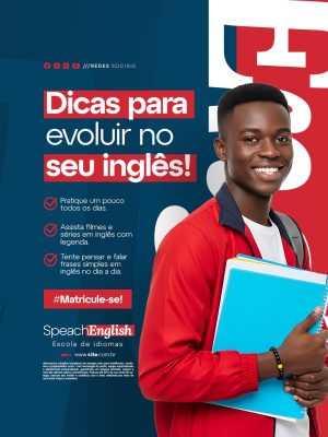 Escola de Idiomas Dicas Para Evoluir no Seu Inglês PSD Editável