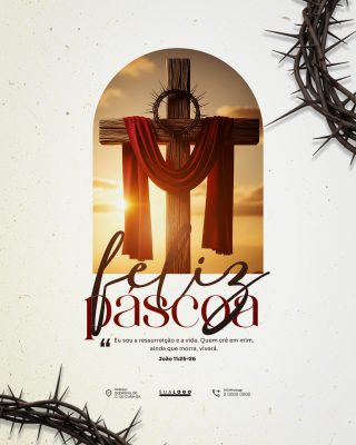 Páscoa Cruz e Coroa de Espinhos Dia de Reflexão PSD Editável