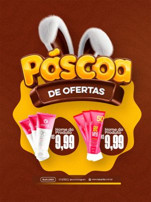 Páscoa De Ofertas Produtos Cosméticos Banner Comercial PSD Editável