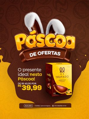 Páscoa de Ofertas Presente Ideal para Promoção PSD Editável