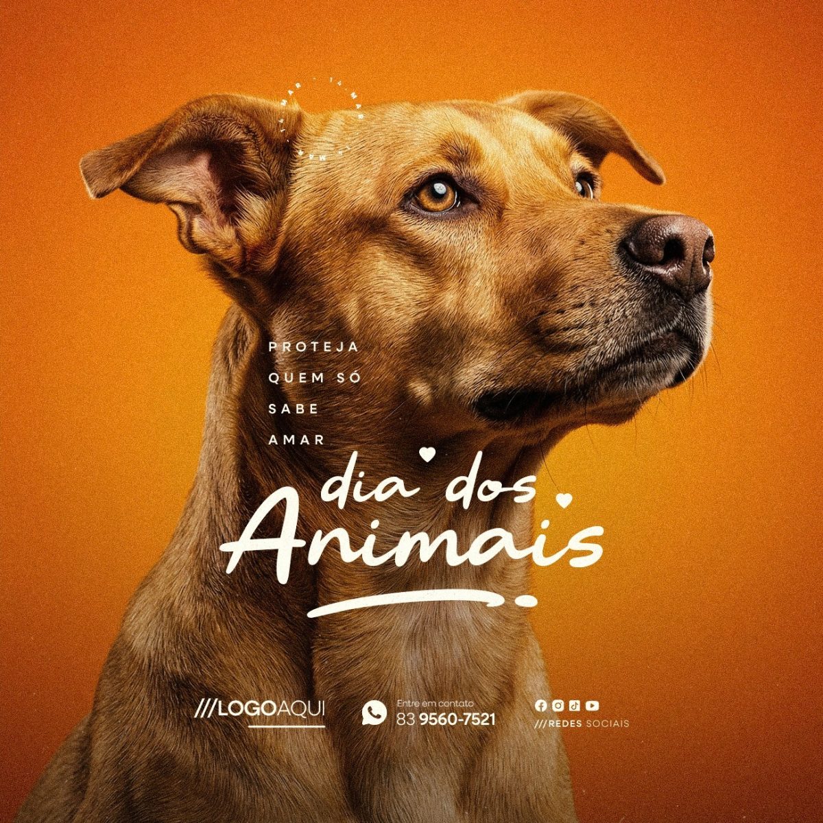 Dia dos Animais 14 de Março Proteja Quem Só Sabe Amar PSD Editável