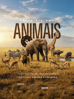 Feliz Dia dos Animais 14 de Março Carinho e Lealdade PSD Editável