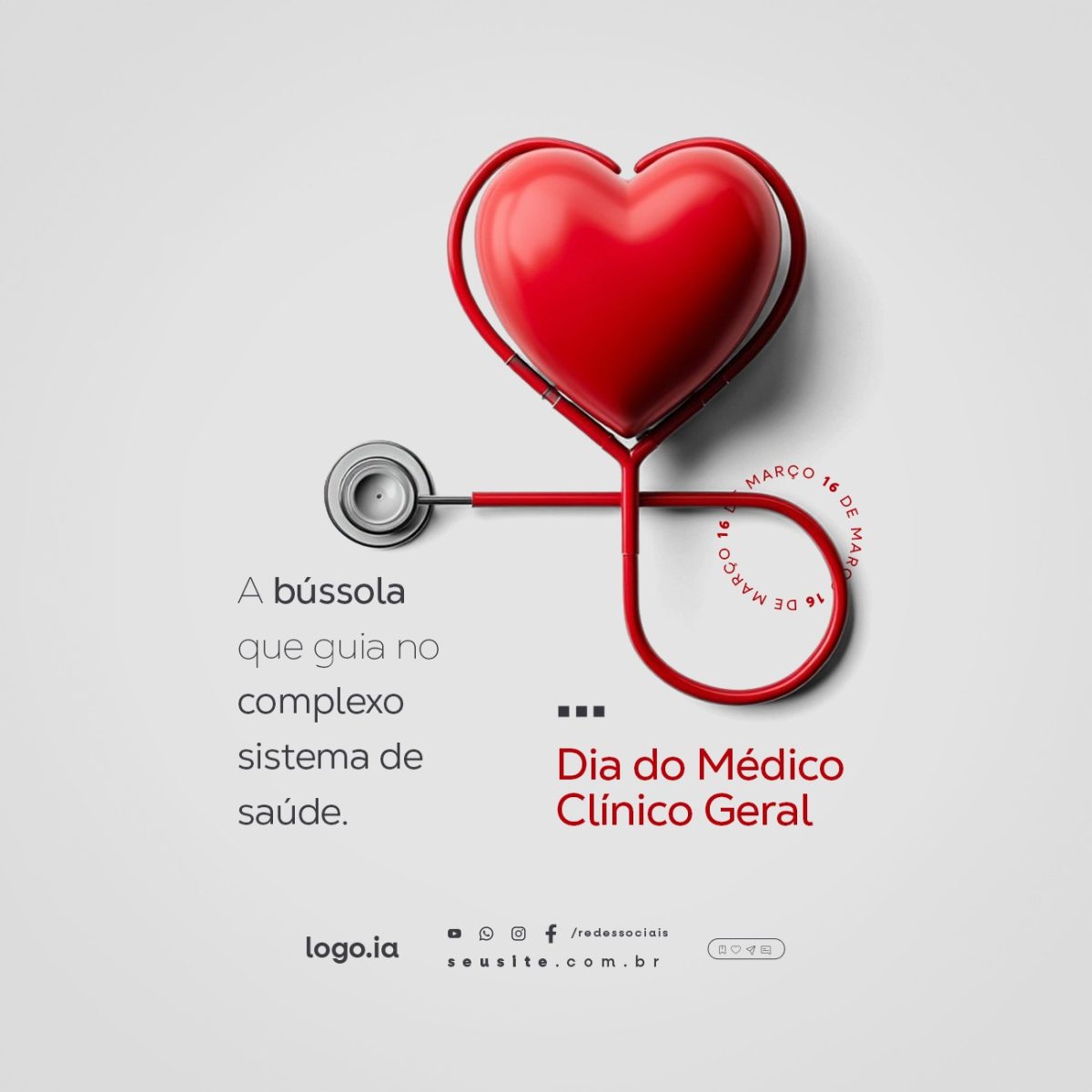 Dia do Médico Clínico Geral 16 de Março PSD Editável