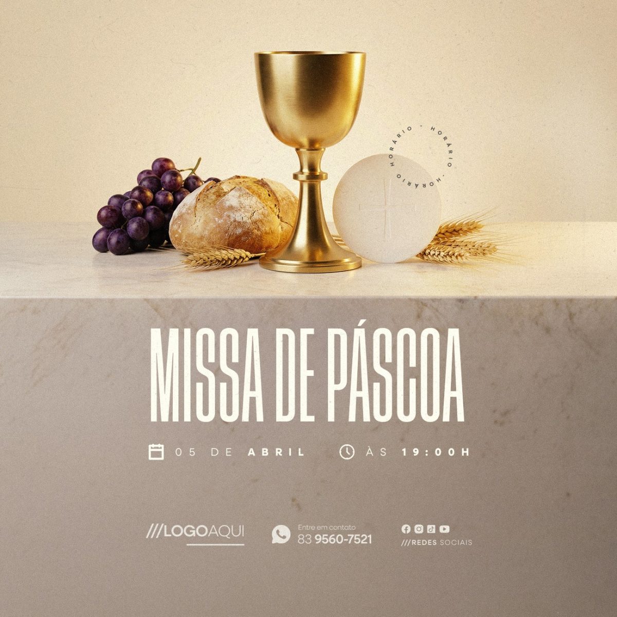 Missa de Páscoa 05 de Abril PSD Editável