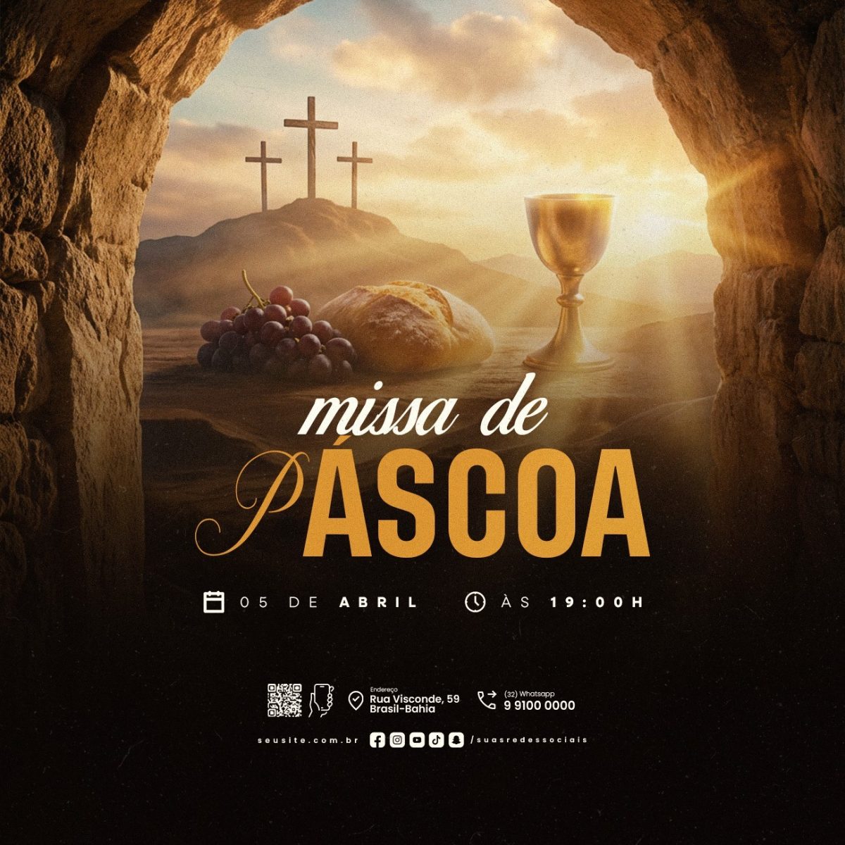 Missa de Páscoa 05 de Abril PSD Editável