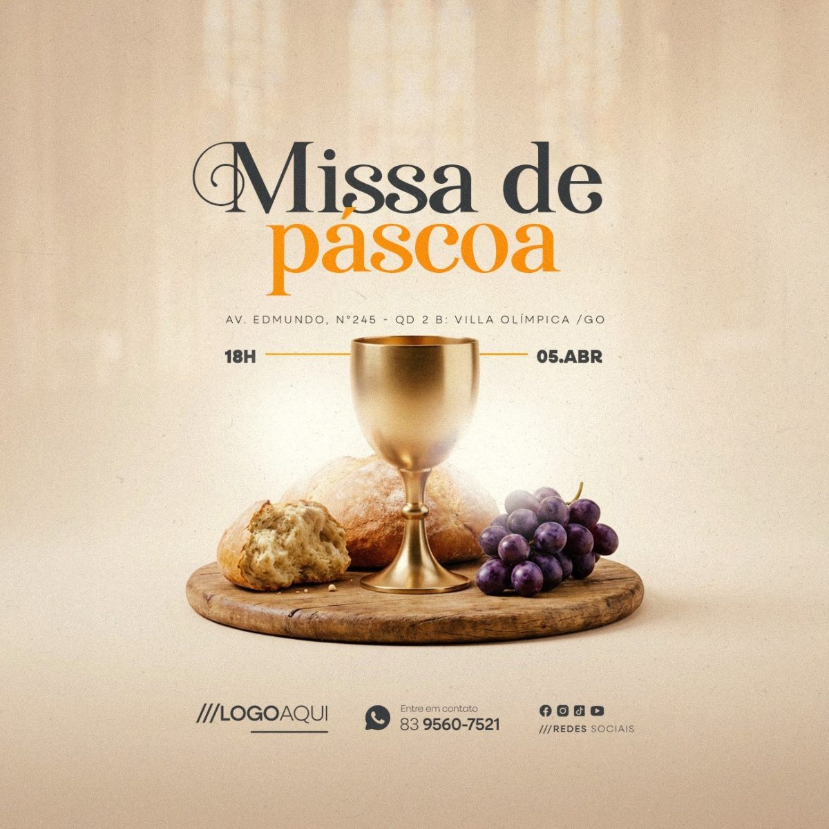 Missa de Páscoa 05 de Abril PSD Editável