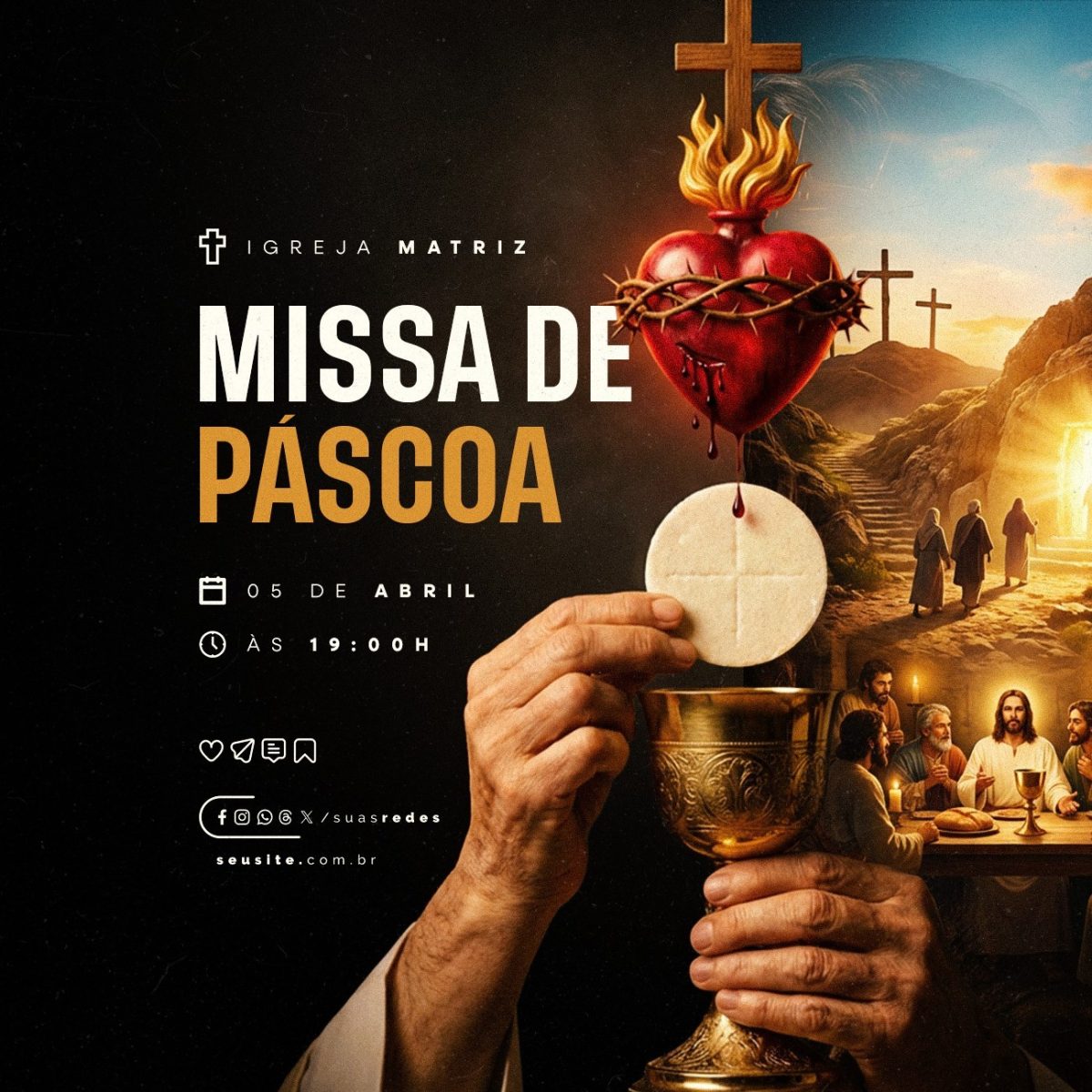 Missa de Páscoa Igreja Matriz 05 de Abril PSD Editável