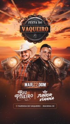 Festa do Vaqueiro Mar 22 Dom Buiu Piseiro Junior Vianna  PSD Editável