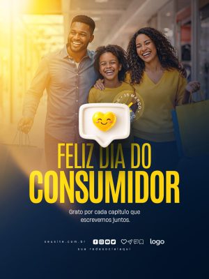 Dia do Consumidor 15 de Março Mensagem Feliz Consumidor PSD Editável