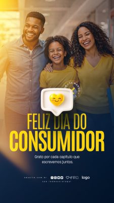 Dia do Consumidor Feliz 15 Março Grato Juntos Template PSD Editável