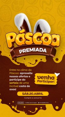 Páscoa Premiada Sorteio Cesta Ovos Ofertas Abril PSD Editável