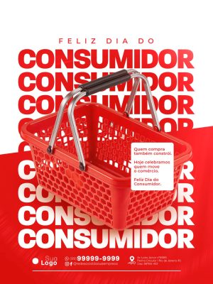 Dia do Consumidor Vermelho Cesta de Compras Oferta Especial PSD Editável