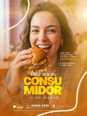 Dia do Consumidor 15 de Março Hamburguer Delicioso Oferta PSD Editável