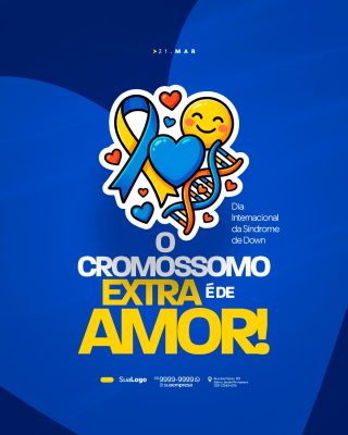 Dia Internacional da Síndrome de Down Amor PSD Editável